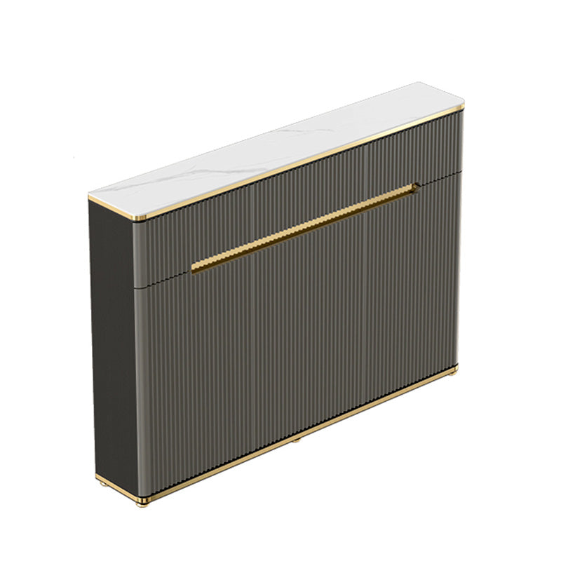 Glam Dark Gray Credenza Sintered Stone Top Sideboard Cabinet for Dining Room 39"L x 8"W x 34"H White Clearhalo 'buffet_sideboard' 'Buffets & Sideboards' 'furn' 'furn_buffet_sideboard' 'Furniture' 'Kitchen & Dining Furniture' 6087841