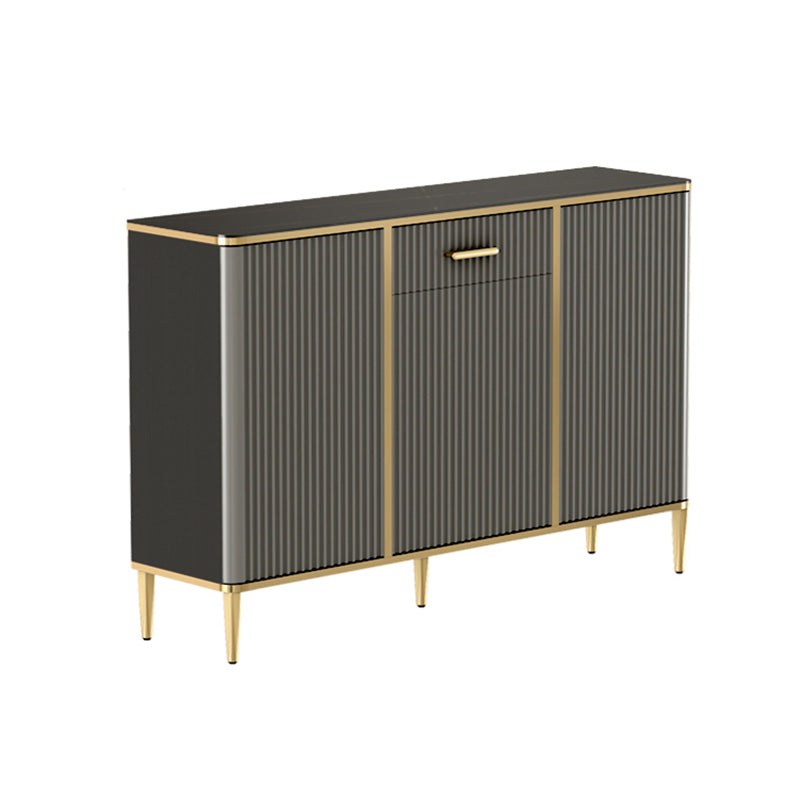 Glam Dark Gray Credenza Sintered Stone Top Sideboard Cabinet for Dining Room 47"L x 10"W x 38"H Black Clearhalo 'buffet_sideboard' 'Buffets & Sideboards' 'furn' 'furn_buffet_sideboard' 'Furniture' 'Kitchen & Dining Furniture' 6087844