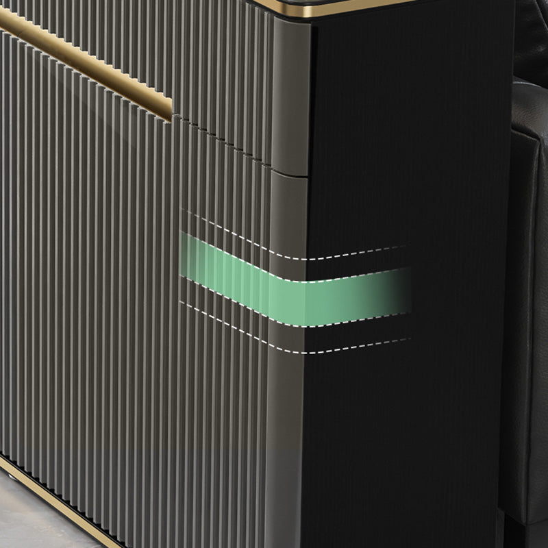 Glam Dark Gray Credenza Sintered Stone Top Sideboard Cabinet for Dining Room Clearhalo 'buffet_sideboard' 'Buffets & Sideboards' 'furn' 'furn_buffet_sideboard' 'Furniture' 'Kitchen & Dining Furniture' 6087845