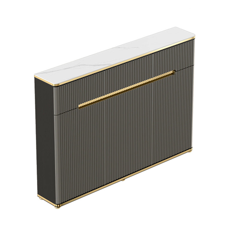 Glam Dark Gray Credenza Sintered Stone Top Sideboard Cabinet for Dining Room 47"L x 8"W x 34"H White Clearhalo 'buffet_sideboard' 'Buffets & Sideboards' 'furn' 'furn_buffet_sideboard' 'Furniture' 'Kitchen & Dining Furniture' 6087846