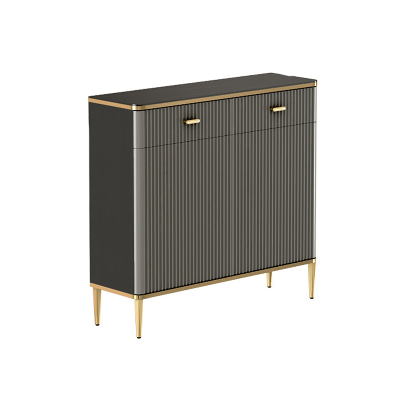 Glam Dark Gray Credenza Sintered Stone Top Sideboard Cabinet for Dining Room 31"L x 10"W x 31"H Black Clearhalo 'buffet_sideboard' 'Buffets & Sideboards' 'furn' 'furn_buffet_sideboard' 'Furniture' 'Kitchen & Dining Furniture' 6087848
