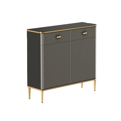 Glam Dark Gray Credenza Sintered Stone Top Sideboard Cabinet for Dining Room 31"L x 10"W x 31"H Black Clearhalo 'buffet_sideboard' 'Buffets & Sideboards' 'furn' 'furn_buffet_sideboard' 'Furniture' 'Kitchen & Dining Furniture' 6087848