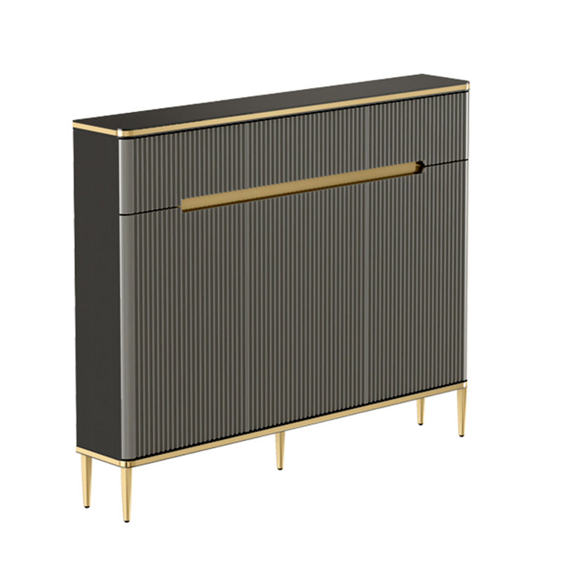 Glam Dark Gray Credenza Sintered Stone Top Sideboard Cabinet for Dining Room 39"L x 8"W x 38"H Black Clearhalo 'buffet_sideboard' 'Buffets & Sideboards' 'furn' 'furn_buffet_sideboard' 'Furniture' 'Kitchen & Dining Furniture' 6087852