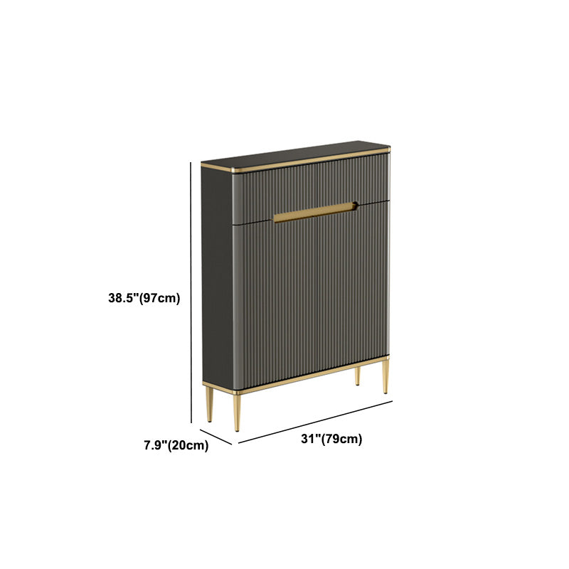 Glam Dark Gray Credenza Sintered Stone Top Sideboard Cabinet for Dining Room Clearhalo 'buffet_sideboard' 'Buffets & Sideboards' 'furn' 'furn_buffet_sideboard' 'Furniture' 'Kitchen & Dining Furniture' 6087854