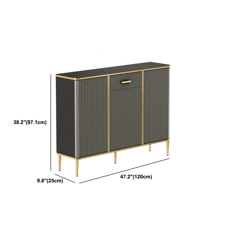 Glam Dark Gray Credenza Sintered Stone Top Sideboard Cabinet for Dining Room Clearhalo 'buffet_sideboard' 'Buffets & Sideboards' 'furn' 'furn_buffet_sideboard' 'Furniture' 'Kitchen & Dining Furniture' 6087858