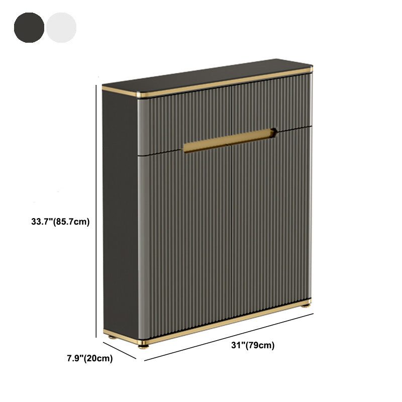 Glam Dark Gray Credenza Sintered Stone Top Sideboard Cabinet for Dining Room Clearhalo 'buffet_sideboard' 'Buffets & Sideboards' 'furn' 'furn_buffet_sideboard' 'Furniture' 'Kitchen & Dining Furniture' 6087863