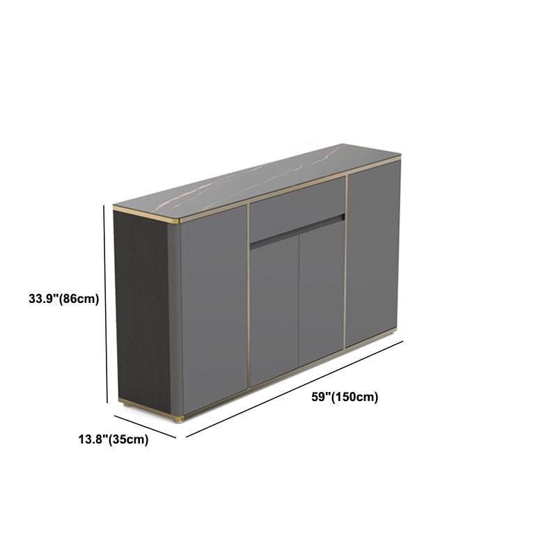 Glam Dark Gray Credenza Sintered Stone Top Sideboard Cabinet for Dining Room Clearhalo 'buffet_sideboard' 'Buffets & Sideboards' 'furn' 'furn_buffet_sideboard' 'Furniture' 'Kitchen & Dining Furniture' 6087865