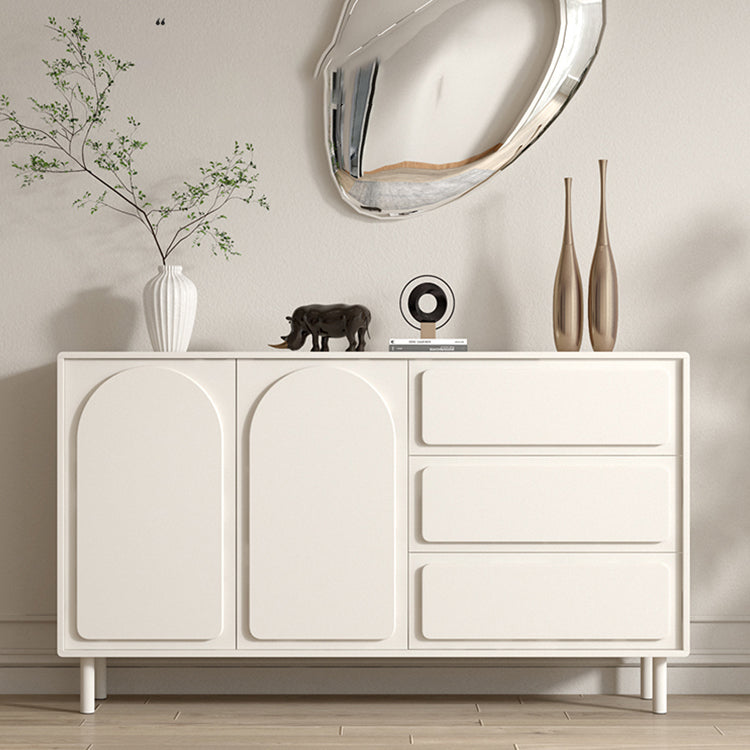White Engineered Wood Buffet Server Modern Sideboard with Drawers 55"L x 14"W x 37"H Clearhalo 'buffet_sideboard' 'Buffets & Sideboards' 'furn' 'furn_buffet_sideboard' 'Furniture' 'Kitchen & Dining Furniture' 6087866