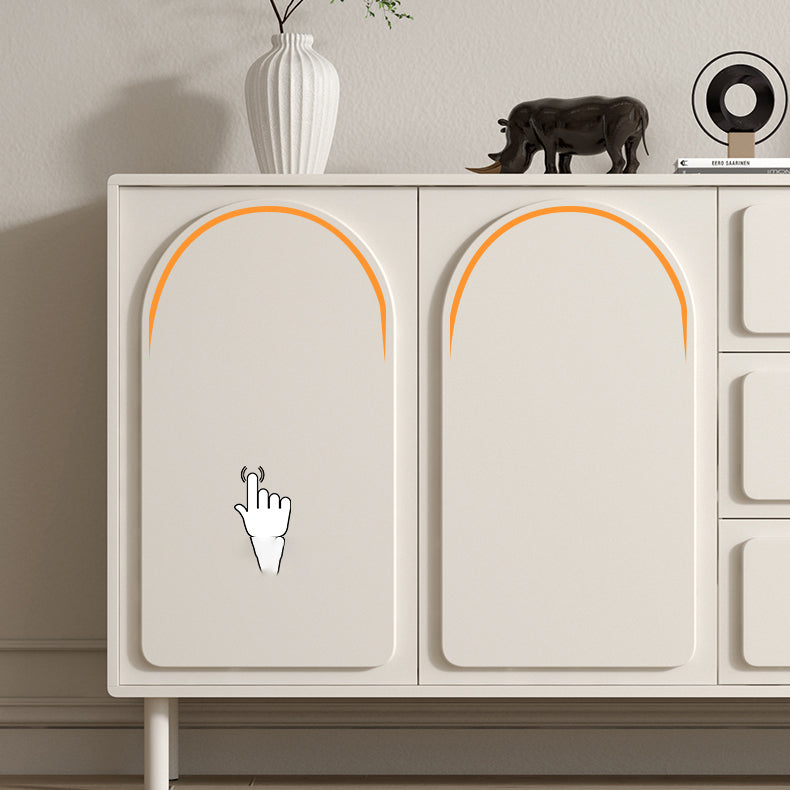 White Engineered Wood Buffet Server Modern Sideboard with Drawers ...
