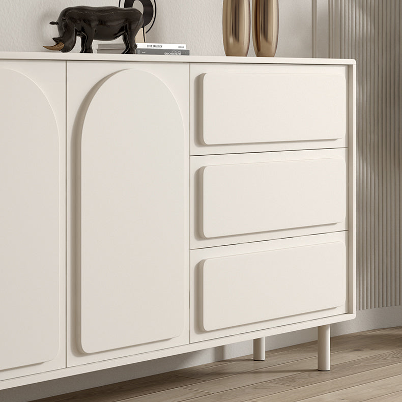 White Engineered Wood Buffet Server Modern Sideboard with Drawers Clearhalo 'buffet_sideboard' 'Buffets & Sideboards' 'furn' 'furn_buffet_sideboard' 'Furniture' 'Kitchen & Dining Furniture' 6087873