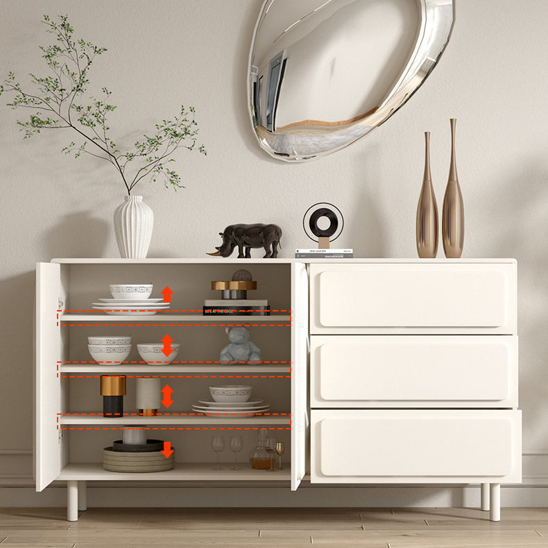 White Engineered Wood Buffet Server Modern Sideboard with Drawers Clearhalo 'buffet_sideboard' 'Buffets & Sideboards' 'furn' 'furn_buffet_sideboard' 'Furniture' 'Kitchen & Dining Furniture' 6087875