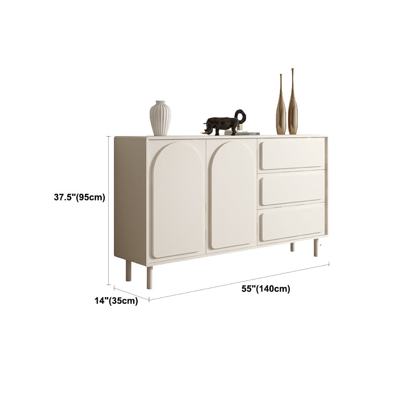 White Engineered Wood Buffet Server Modern Sideboard with Drawers Clearhalo 'buffet_sideboard' 'Buffets & Sideboards' 'furn' 'furn_buffet_sideboard' 'Furniture' 'Kitchen & Dining Furniture' 6087879