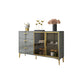 Contemporary Gray Sideboard Wood Buffet Server with Glass Doors