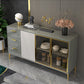 Contemporary Gray Sideboard Wood Buffet Server with Glass Doors