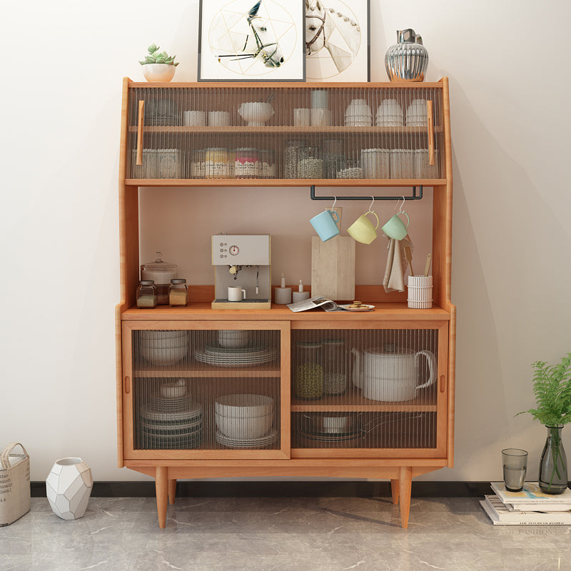Servidor buffet de madera sólida de pino con puertas de vidrio servidor comedor moderno