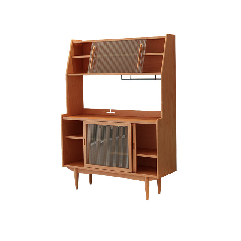 Servidor buffet de madera sólida de pino con puertas de vidrio servidor comedor moderno
