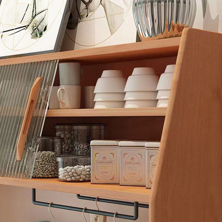 Servidor buffet de madera sólida de pino con puertas de vidrio servidor comedor moderno