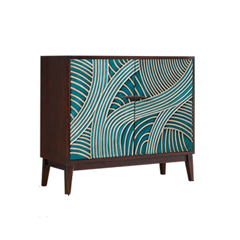 Engineered Wood Buffet Table Contemporary Dining Server for Kitchen 31"L x 13"W x 36"H Blue-Silver Clearhalo 'buffet_sideboard' 'Buffets & Sideboards' 'furn' 'furn_buffet_sideboard' 'Furniture' 'Kitchen & Dining Furniture' 6088040