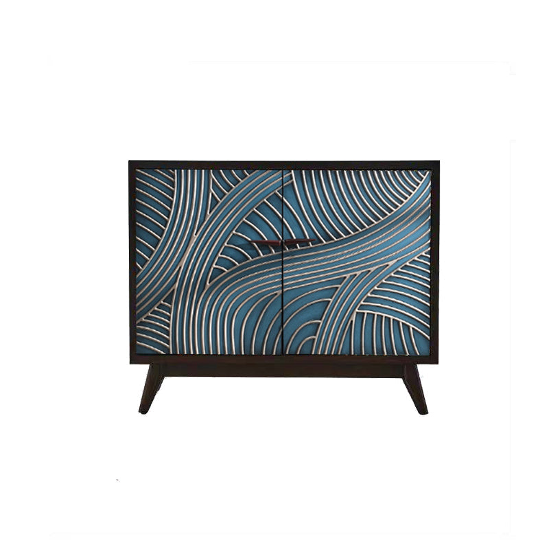 Engineered Wood Buffet Table Contemporary Dining Server for Kitchen 39.8"L x 15.7"W x 32.7"H Blue-Silver Clearhalo 'buffet_sideboard' 'Buffets & Sideboards' 'furn' 'furn_buffet_sideboard' 'Furniture' 'Kitchen & Dining Furniture' 6088043