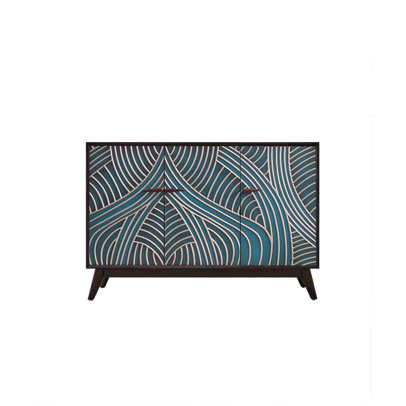 Engineered Wood Buffet Table Contemporary Dining Server for Kitchen 57.9"L x 15"W x 32.7"H Blue-Silver Clearhalo 'buffet_sideboard' 'Buffets & Sideboards' 'furn' 'furn_buffet_sideboard' 'Furniture' 'Kitchen & Dining Furniture' 6088047