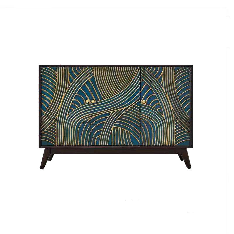 Engineered Wood Buffet Table Contemporary Dining Server for Kitchen 57.9"L x 15"W x 32.7"H Blue Gold Clearhalo 'buffet_sideboard' 'Buffets & Sideboards' 'furn' 'furn_buffet_sideboard' 'Furniture' 'Kitchen & Dining Furniture' 6088048