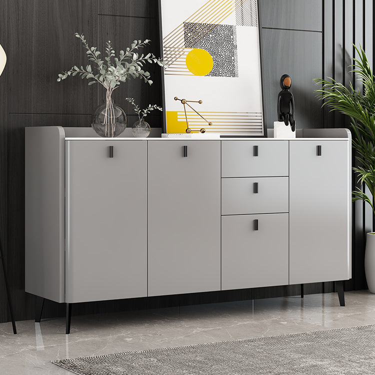 Modern Gray Sideboard Table with Drawers Wood and Stone Buffet Server Clearhalo 'buffet_sideboard' 'Buffets & Sideboards' 'furn' 'furn_buffet_sideboard' 'Furniture' 'Kitchen & Dining Furniture' 6088178