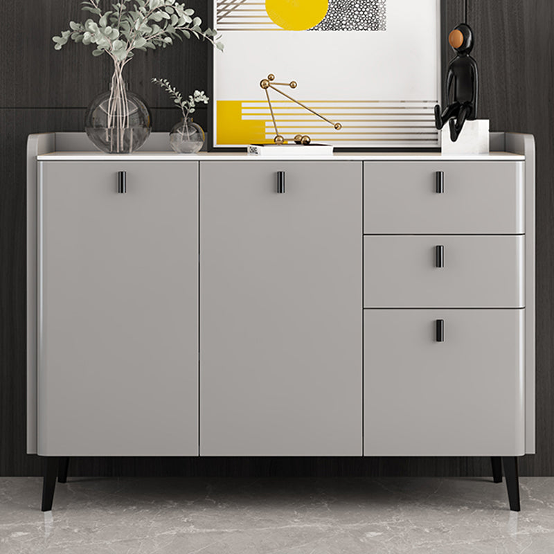 Modern Gray Sideboard Table with Drawers Wood and Stone Buffet Server 41"L x 16"W x 35"H Clearhalo 'buffet_sideboard' 'Buffets & Sideboards' 'furn' 'furn_buffet_sideboard' 'Furniture' 'Kitchen & Dining Furniture' 6088180