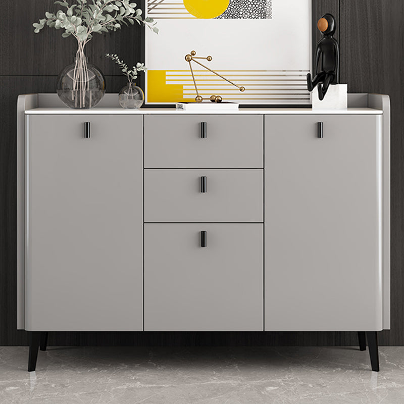Modern Gray Sideboard Table with Drawers Wood and Stone Buffet Server 47.6"L x 15.7"W x 35.4"H Clearhalo 'buffet_sideboard' 'Buffets & Sideboards' 'furn' 'furn_buffet_sideboard' 'Furniture' 'Kitchen & Dining Furniture' 6088181