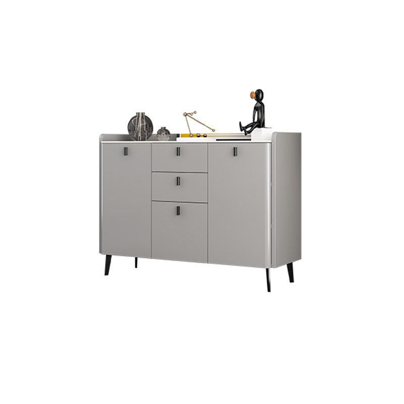 Modern Gray Sideboard Table with Drawers Wood and Stone Buffet Server Clearhalo 'buffet_sideboard' 'Buffets & Sideboards' 'furn' 'furn_buffet_sideboard' 'Furniture' 'Kitchen & Dining Furniture' 6088182