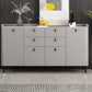 Modern Gray Sideboard Table with Drawers Wood and Stone Buffet Server 63"L x 16"W x 35"H Clearhalo 'buffet_sideboard' 'Buffets & Sideboards' 'furn' 'furn_buffet_sideboard' 'Furniture' 'Kitchen & Dining Furniture' 6088190