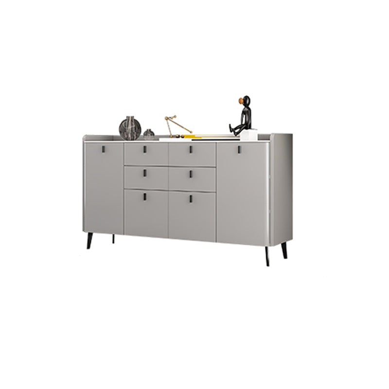 Modern Gray Sideboard Table with Drawers Wood and Stone Buffet Server Clearhalo 'buffet_sideboard' 'Buffets & Sideboards' 'furn' 'furn_buffet_sideboard' 'Furniture' 'Kitchen & Dining Furniture' 6088192