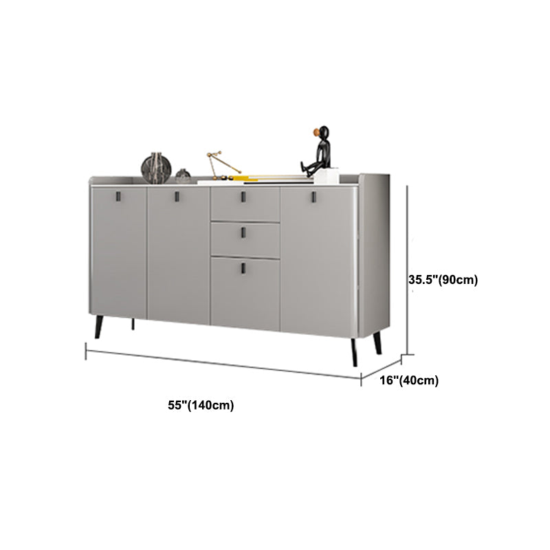 Modern Gray Sideboard Table with Drawers Wood and Stone Buffet Server Clearhalo 'buffet_sideboard' 'Buffets & Sideboards' 'furn' 'furn_buffet_sideboard' 'Furniture' 'Kitchen & Dining Furniture' 6088195