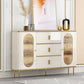 Server a buffet bianco con porte di vetro server glam per sala da pranzo