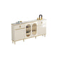 Server a buffet bianco con porte di vetro server glam per sala da pranzo
