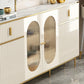 Server a buffet bianco con porte di vetro server glam per sala da pranzo