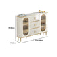Server a buffet bianco con porte di vetro server glam per sala da pranzo