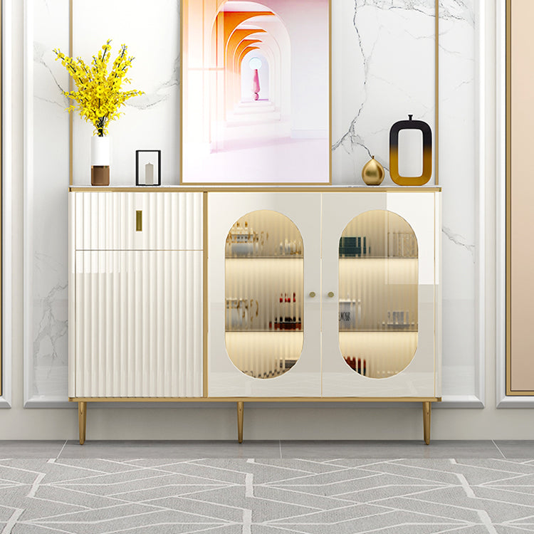 Weißer Buffetserver mit Glastüren Glam Dining Server für Küche