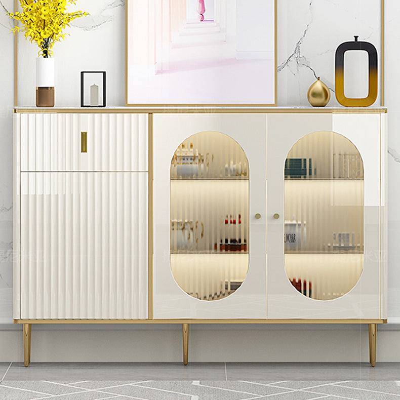 Weißer Buffetserver mit Glastüren Glam Dining Server für Küche