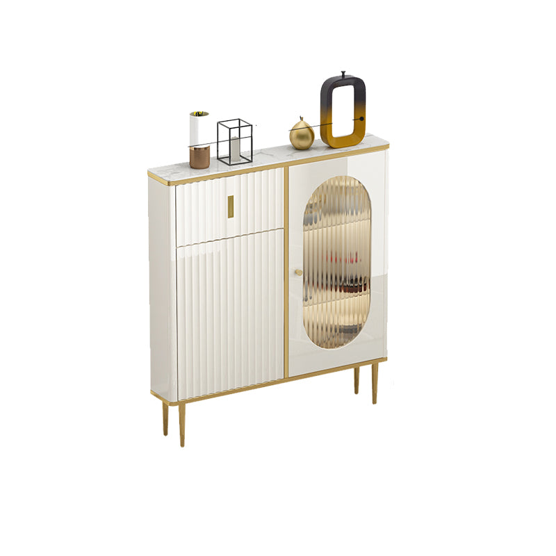 Weißer Buffetserver mit Glastüren Glam Dining Server für Küche