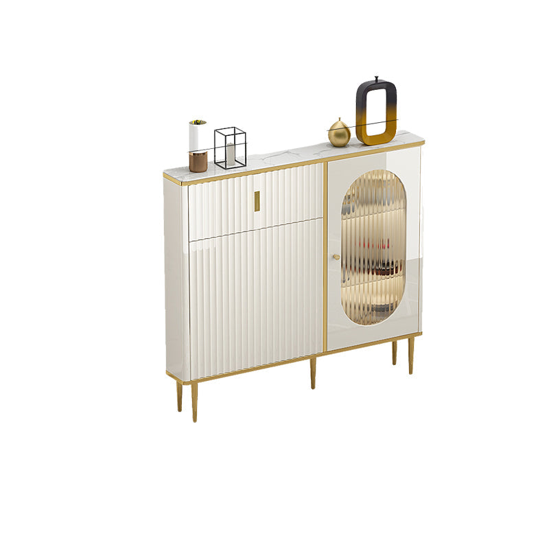 Weißer Buffetserver mit Glastüren Glam Dining Server für Küche