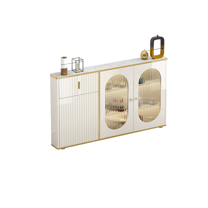 Weißer Buffetserver mit Glastüren Glam Dining Server für Küche