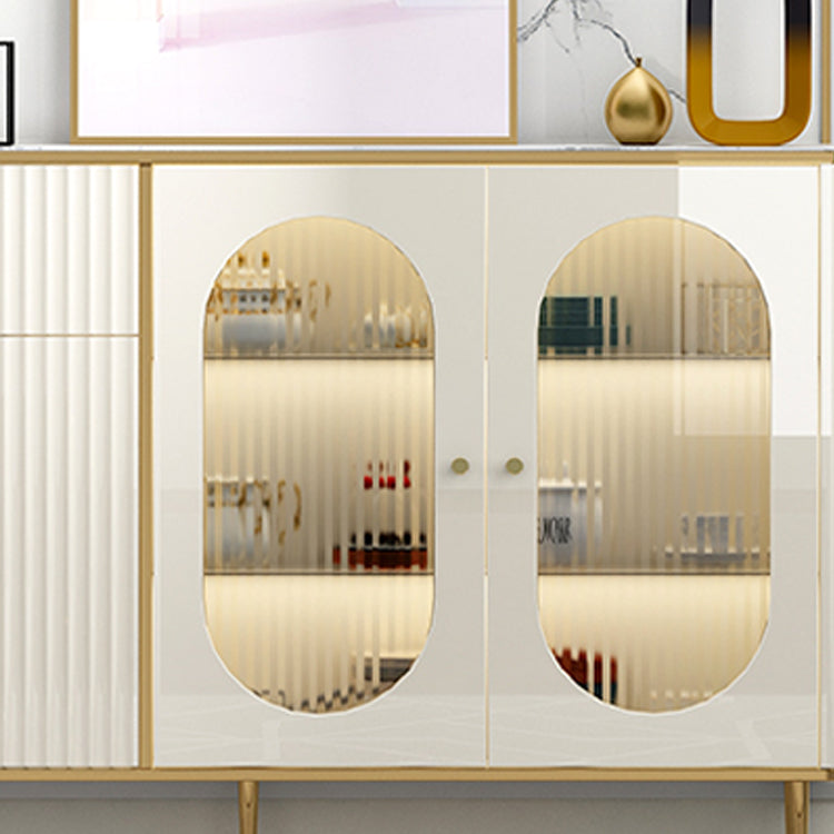 Weißer Buffetserver mit Glastüren Glam Dining Server für Küche