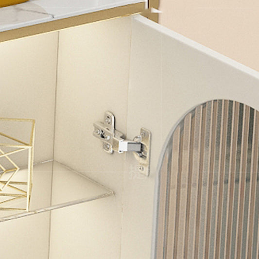 Server a buffet bianco con porte di vetro server glam per la cucina