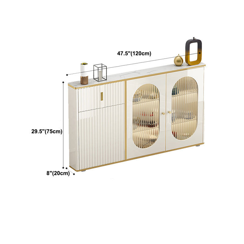 Weißer Buffetserver mit Glastüren Glam Dining Server für Küche