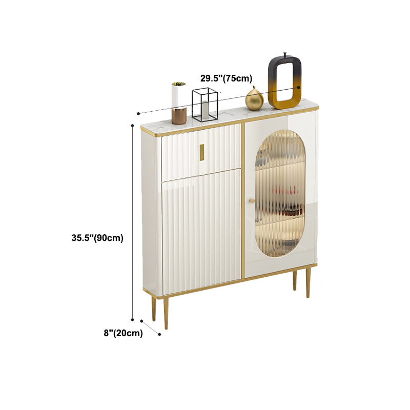 Weißer Buffetserver mit Glastüren Glam Dining Server für Küche