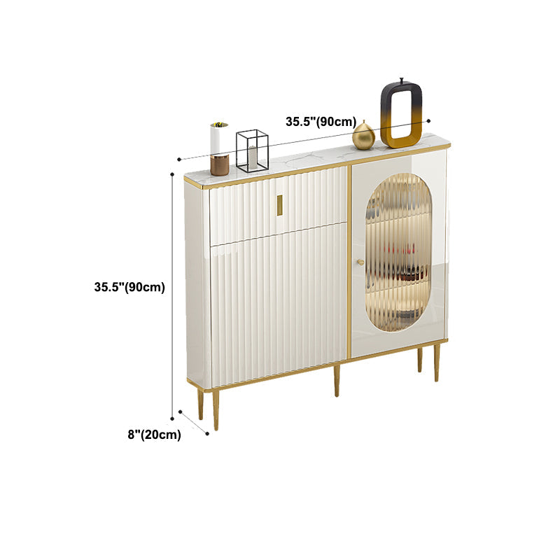 Weißer Buffetserver mit Glastüren Glam Dining Server für Küche