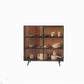 Steel Sideboard with 2 Glass Doors Modern Dining Server with Metal Legs