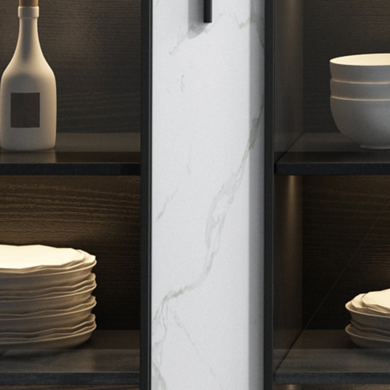 Server contemporaneo con finitura a 2 cassetti con finitura metallica con luci a LED