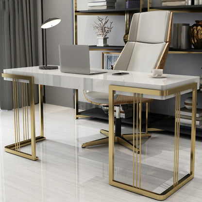 Glam Rectangular Office Desk Marble Solid Wood Writing Desk for Home White Clearhalo 'furn' 'furn_office_desk' 'Furniture' 'Office Desks' 'Office Furniture' 'office_desk' 6088482