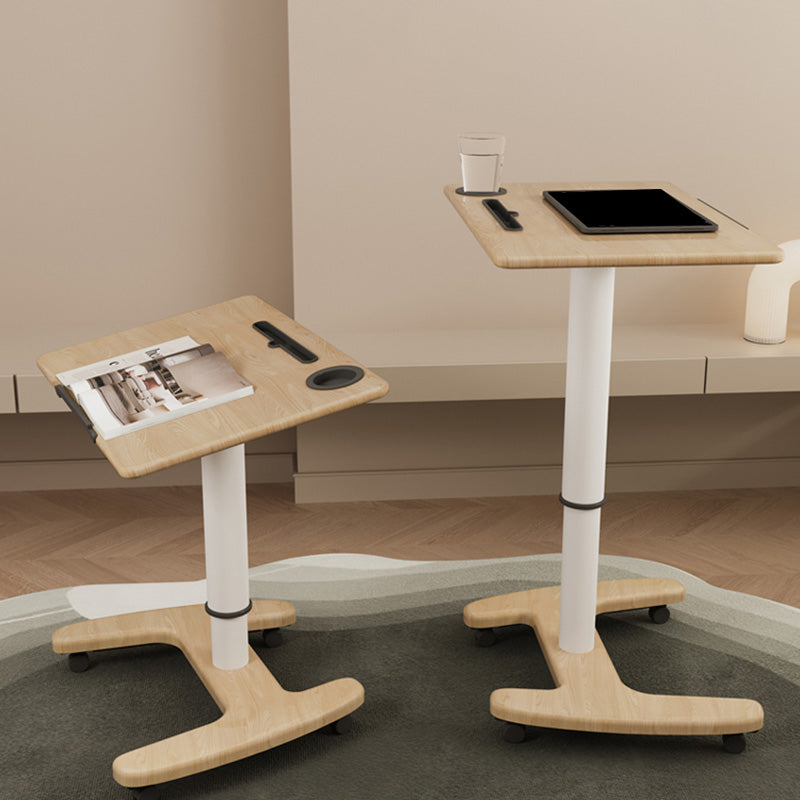 Contemporary Writing Desk Home or Office with Caster Wheels Desk with Metal Legs Clearhalo 'furn' 'furn_office_desk' 'Furniture' 'Office Desks' 'Office Furniture' 'office_desk' 6088503